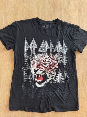 Def Leppard Leopard Graphic Band Tee Black Size Small